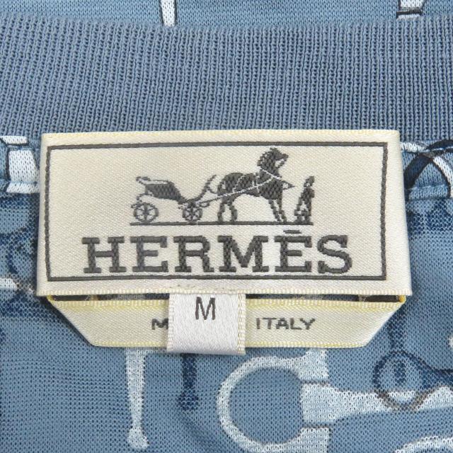 極美品□HERMES エルメス コットン100％ ラビリンス ホースビット 半袖Ｔシャツ カットソー ライトブルー M イタリア製 正規品 メンズ_3
