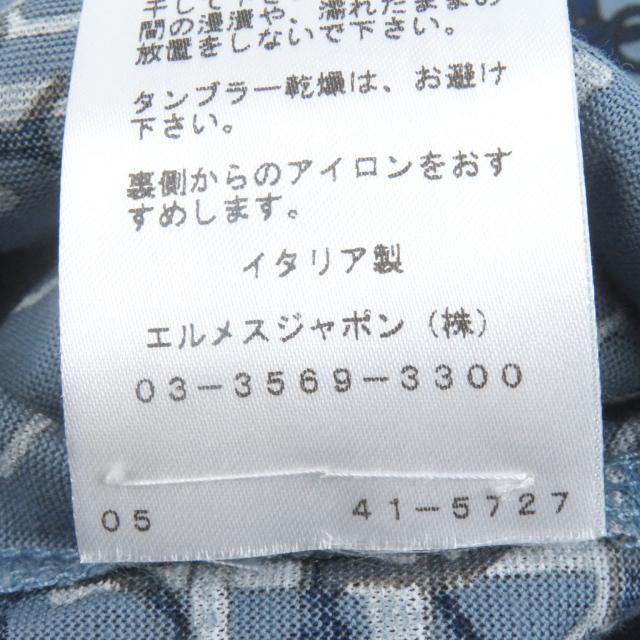 極美品□HERMES エルメス コットン100％ ラビリンス ホースビット 半袖Ｔシャツ カットソー ライトブルー M イタリア製 正規品 メンズ_5