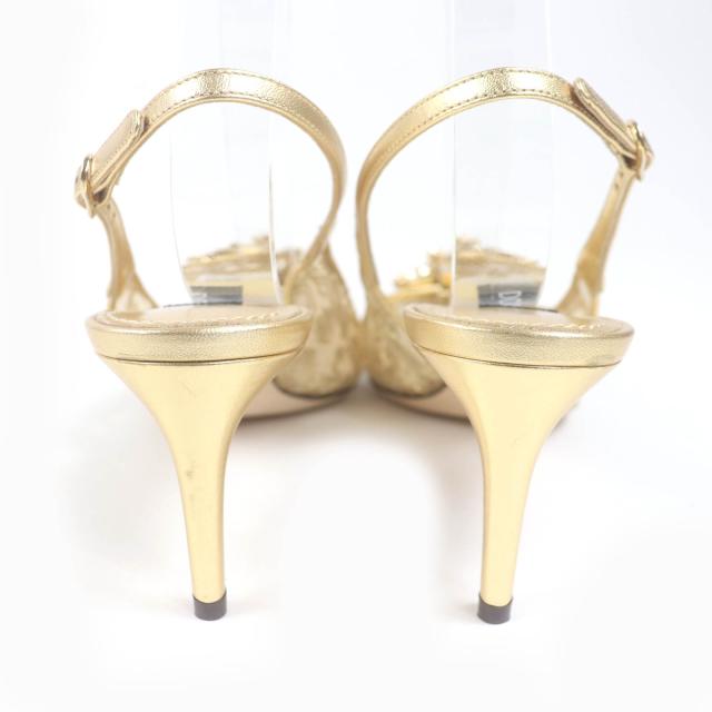未使用品◇ドルチェ＆ガッバーナ スリングバックパンプス レインボーレース ルレックスレース クリスタルビジュー 38_5