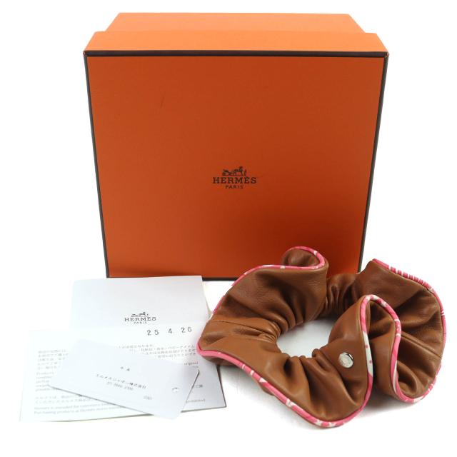 未使用品△HERMES エルメス クラウディア シュシュ レザー クルー・ド