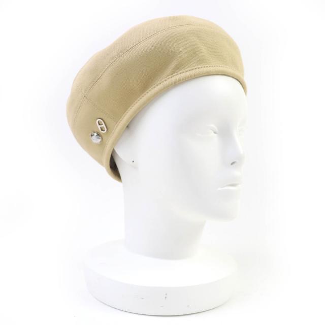 未使用品☆HERMES エルメス 2024年製 241067N コットン100％ シルバー金具 シェーヌダンクル・シェル金具 ベレー帽 ベージュ 58 正規品