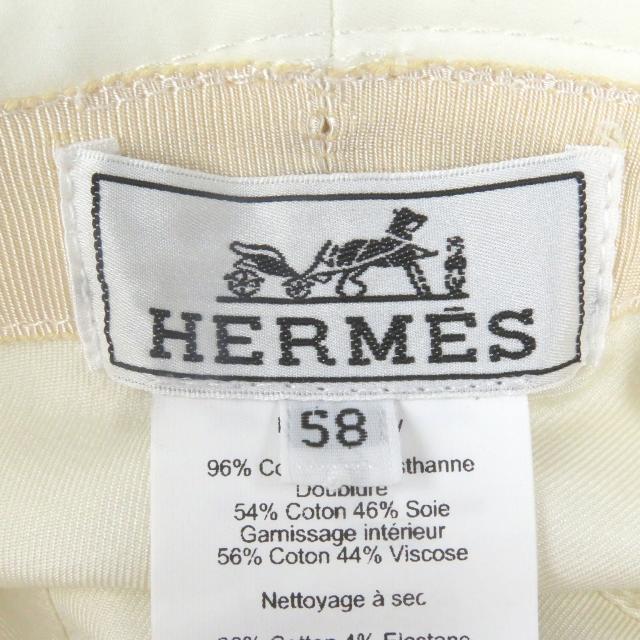 極美品□HERMES エルメス ハーパー・エミール・エルメス 刺繍 エンブロイダリー バケットハット ホワイト 58 イタリア製 正規品 メンズ_5