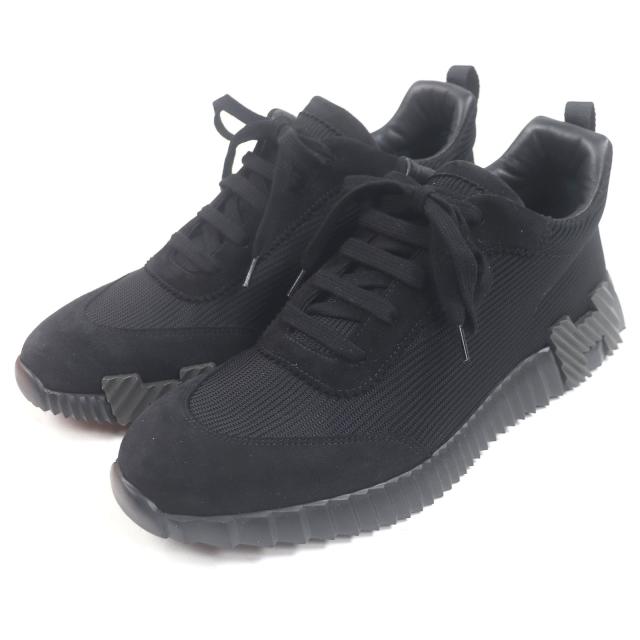 極美品□HERMES エルメス バウンシング スウェードレザー使い ローカットスニーカー ブラック 43 箱・保存袋付き イタリア製 メンズ