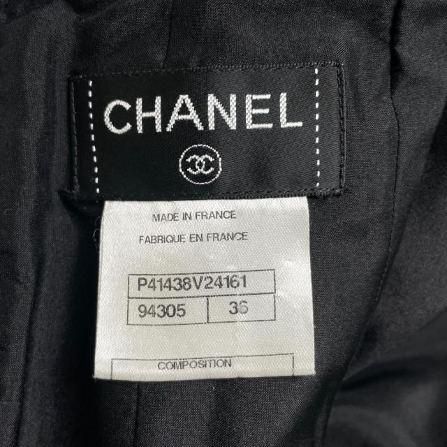 美品▲CHANEL シャネル P41438 ウール カシミヤ混 ココマークボタン 膝丈 タイトスカート ブラック 36 フランス製 正規品 レディース_5