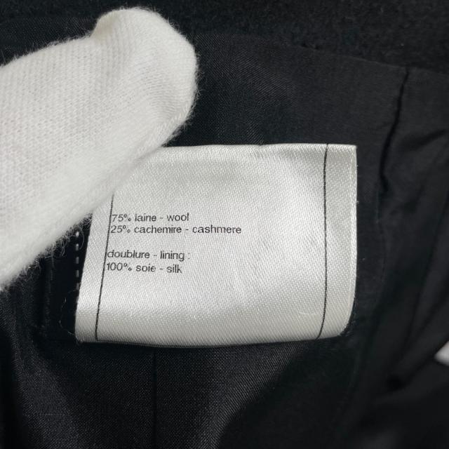 美品▲CHANEL シャネル P41438 ウール カシミヤ混 ココマークボタン 膝丈 タイトスカート ブラック 36 フランス製 正規品 レディース_6