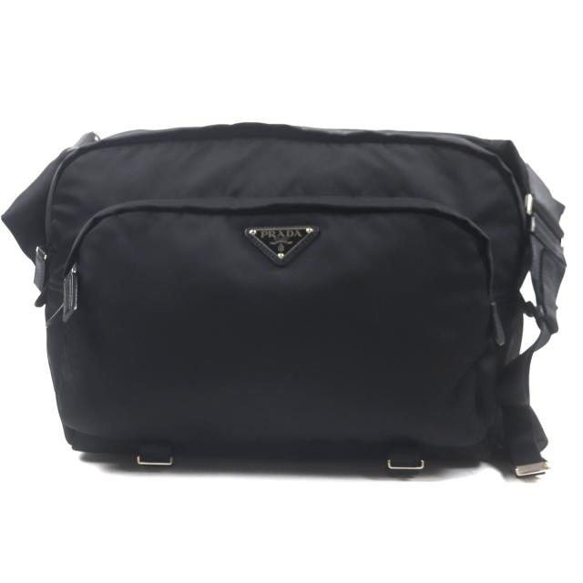 極美▼PRADA プラダ 2VH021 モンターニャ テスート サフィアーノレザー トライアングルロゴ 三角プレート ボディバッグ ショルダーバッグ