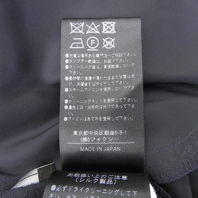極美品▲FOXEY フォクシー 43569 S00X611T コットン シルク混 パフスリーブ シアサッカー 半袖 ワンピース ネイビー 38 日本製 正規品_7