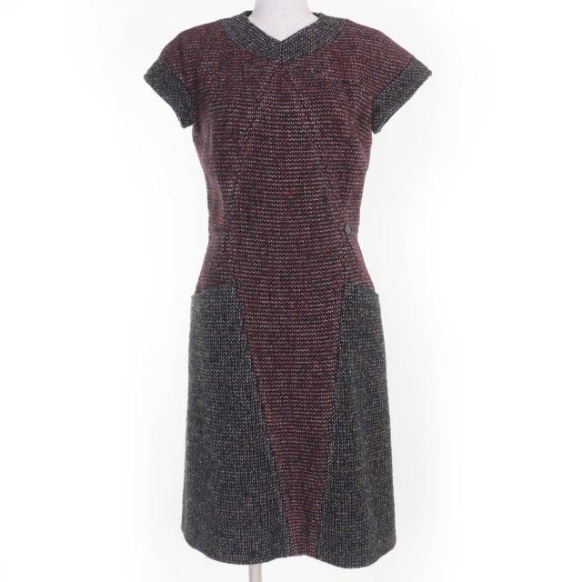 極美品☆CHANEL シャネル 14B P49828W05551 ライオンココボタン 半袖 ツイード ワンピース マルチカラー 36 仏製 正規品 レディース
