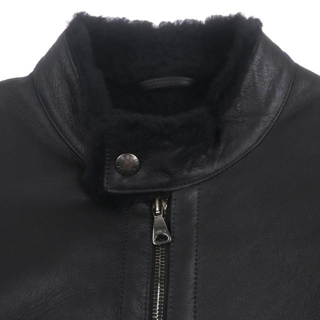 極美品▼EMMETI エンメティ JURI MOUTON SP MOUTON ダブルジップアップ ムートンジャケット ブラック 46 ハンガー付き 正規品 メンズ