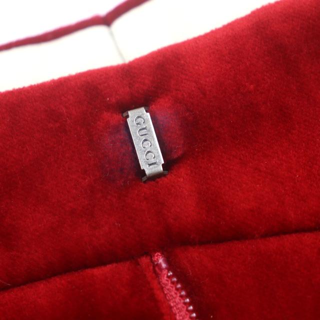 未使用品▼GUCCI グッチ 675281 boutique レザー使い 裾ベルトデザイン ベロア ハーフパンツ ショートパンツ レッド 44 正規品 メンズ 未使用品▽GUCCI グッチ 675281 boutique レザー使い 裾ベルトデザイン