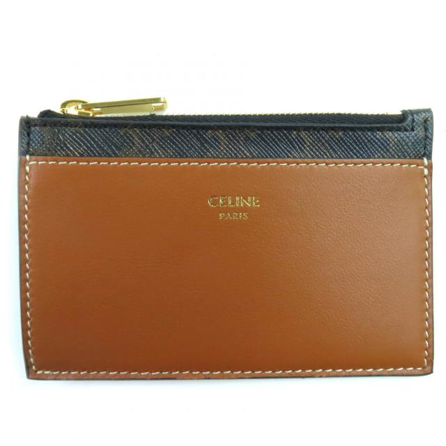 未使用品◇CELINE セリーヌ ラムスキン トリオンフキャンバス フラグメントケース パスケース ジップ付き カードケース 箱・袋付 伊製