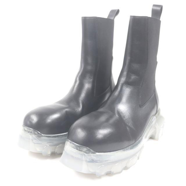 美品□Rick Owens リックオウエンス BEATLE BOZO TRACTOR ビートル ボゾ トラクター 厚底 レザー サイドゴアブーツ ブラック 41 メンズ