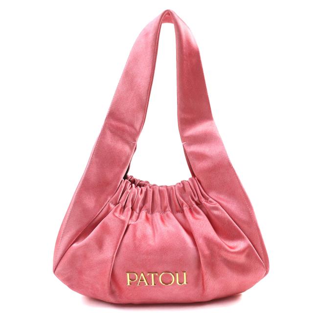 極美品△PATOU  パトゥ AC0540159426P Le Biscuit ロゴ サテン ワンショルダーバッグ ハンドバック ピンク 保存袋付き レディース