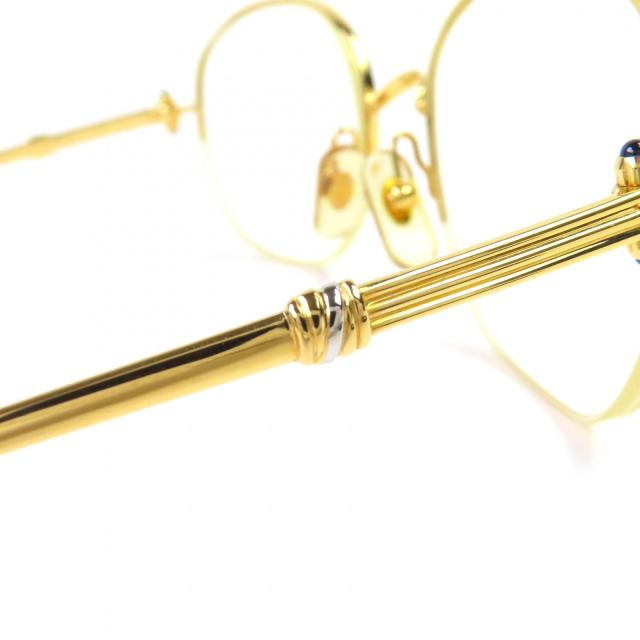 美品△Cartier カルティエ ハーフリム トリニティ 4Pブルージェムストーン メガネ 眼鏡 アイウェア ゴールド ブラック 54□18 130 度入り_6