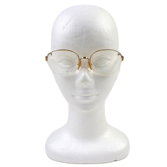 美品△Cartier カルティエ ハーフリム トリニティ 4Pブルージェムストーン メガネ 眼鏡 アイウェア ゴールド ブラック 54□18 130 度入り_1