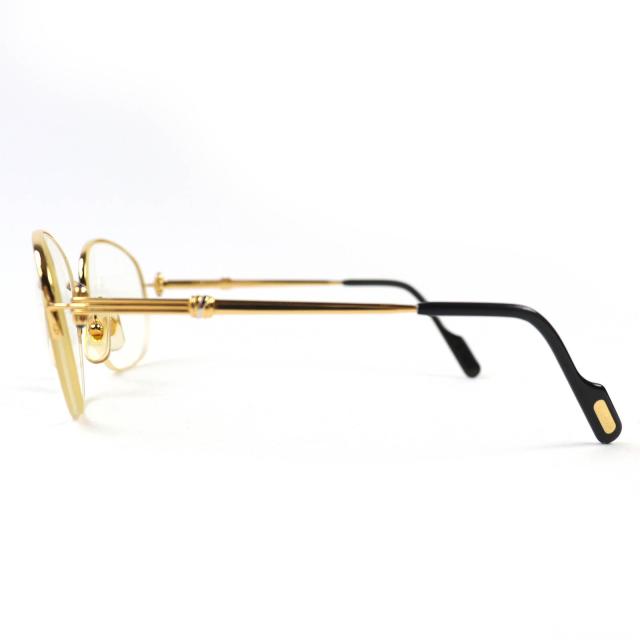美品△Cartier カルティエ ハーフリム トリニティ 4Pブルージェムストーン メガネ 眼鏡 アイウェア ゴールド ブラック 54□18 130 度入り_2