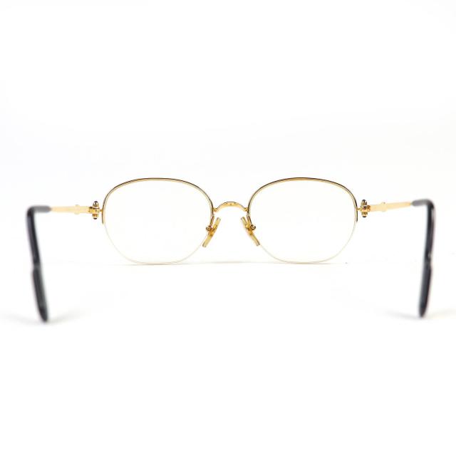 美品△Cartier カルティエ ハーフリム トリニティ 4Pブルージェムストーン メガネ 眼鏡 アイウェア ゴールド ブラック 54□18 130 度入り_4