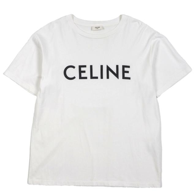 極美品▼CELINE セリーヌ 2X681671Q コットン100% エディ期 ロゴプリント クルーネック ショートスリーブ 半袖Ｔシャツ S 正規品 メンズ