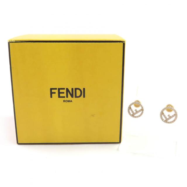 ✨極美品✨フェンディ　エフイズフェンディ　ラインストーン　Fロゴ　サークルロゴ 極美品◇FENDI フェンディ エフ イズ フェンディ ピアス Fロゴライン