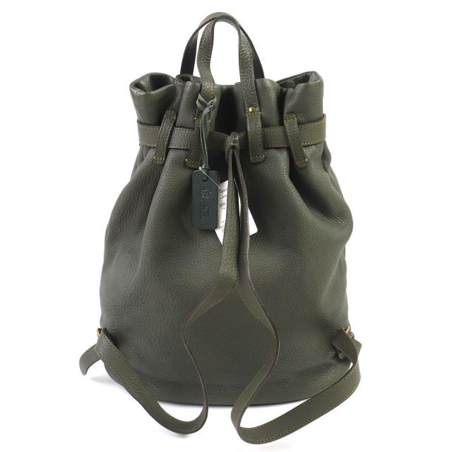 美品△Felisi フェリージ 16/35-LD ロゴバックル 2WAY レザー トートバッグ リュック・デイパック ダークグリーン 伊製 定価132000円