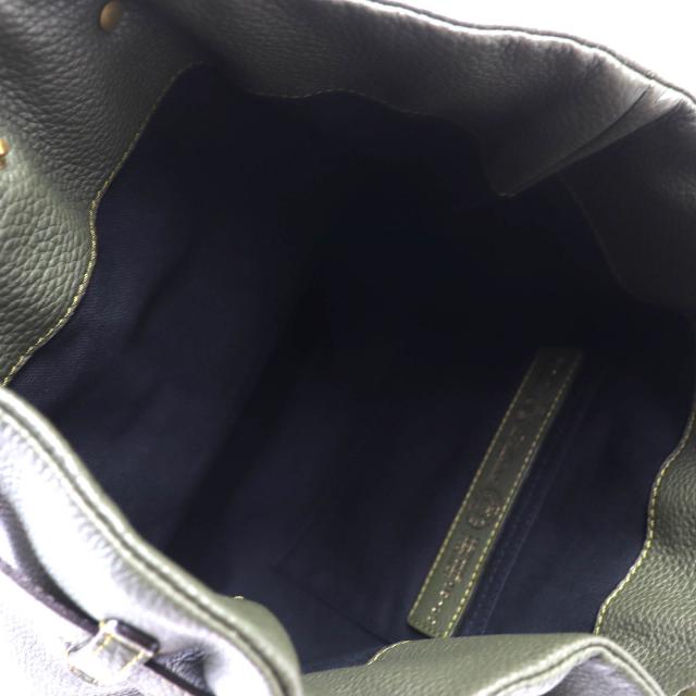 美品△Felisi フェリージ 16/35-LD ロゴバックル 2WAY レザー トートバッグ リュック・デイパック ダークグリーン 伊製 定価132000円