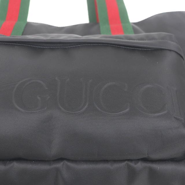 美品□GUCCI グッチ 802172 ナイロン シェリーライン ウェブライン ラージ ロゴ トートバッグ ブラック 保存袋付き イタリア製 メンズ_7