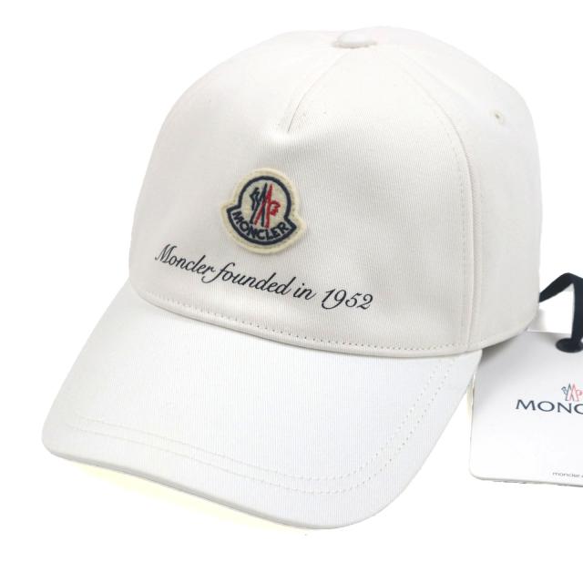 未使用品▼MONCLER モンクレール 2023年製 BASEBALL ワッペン付き ロゴプリント 帽子 ベースボール キャップ ホワイト UNI 正規品 メンズ