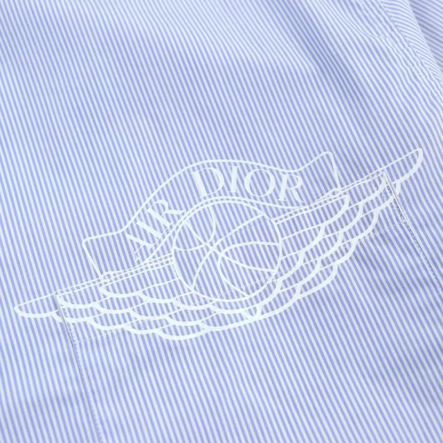 美品○DIOR ディオール オム 033C502A4823 コットン AIR DIOR ロゴ刺繍 ポケット付き 半袖シャツ ブルー系 39 イタリア製 正規品 メンズ_5