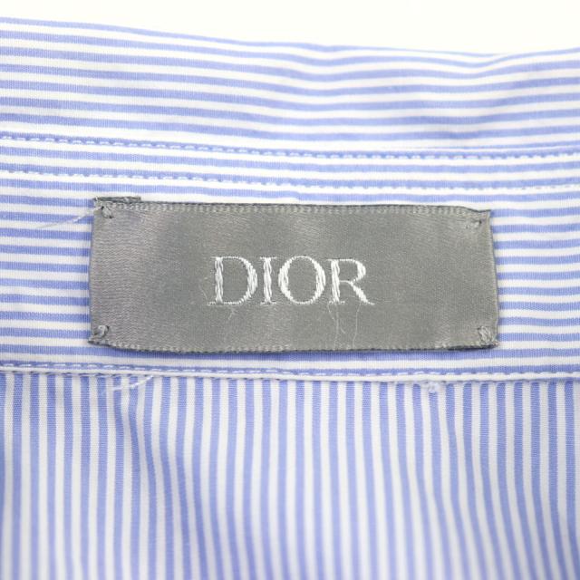 美品○DIOR ディオール オム 033C502A4823 コットン AIR DIOR ロゴ刺繍 ポケット付き 半袖シャツ ブルー系 39 イタリア製 正規品 メンズ_6