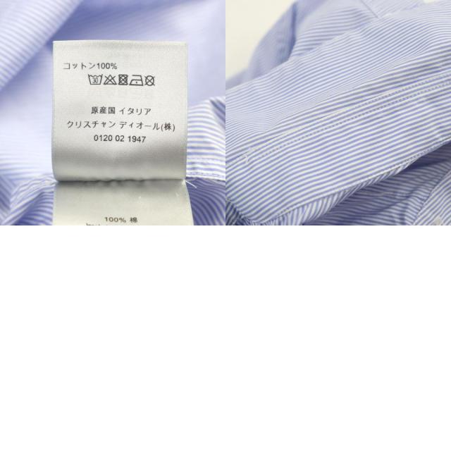 美品○DIOR ディオール オム 033C502A4823 コットン AIR DIOR ロゴ刺繍 ポケット付き 半袖シャツ ブルー系 39 イタリア製 正規品 メンズ_9