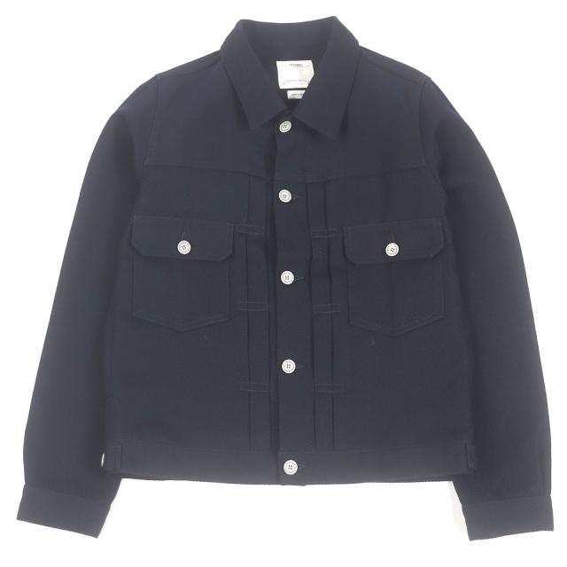 極美品□VISVIM ビズビム ウール リネン ディアスキン レザーパッチ カバーオール ブルゾンジャケット ネイビー 2 日本製 正規品 メンズ