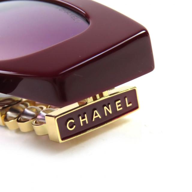 極美品△CHANEL シャネル 5544-A ココマーク オーバル シェイプ アイウェア サングラス バーガンディ ゴールド 53□17 140 デモレンズ_7