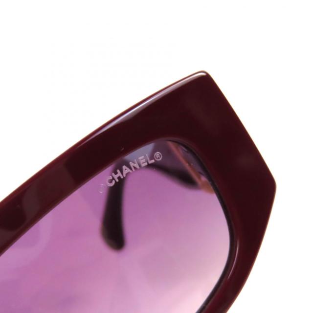 極美品△CHANEL シャネル 5544-A ココマーク オーバル シェイプ アイウェア サングラス バーガンディ ゴールド 53□17 140 デモレンズ_8