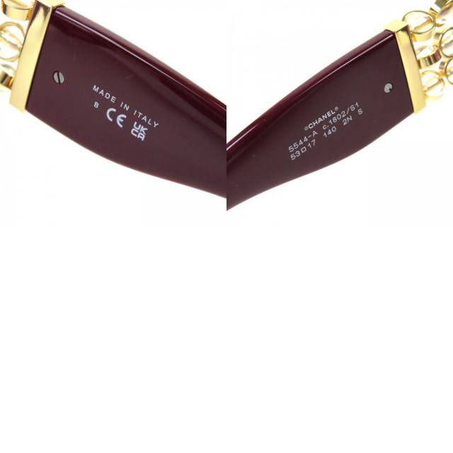 極美品△CHANEL シャネル 5544-A ココマーク オーバル シェイプ アイウェア サングラス バーガンディ ゴールド 53□17 140 デモレンズ_9