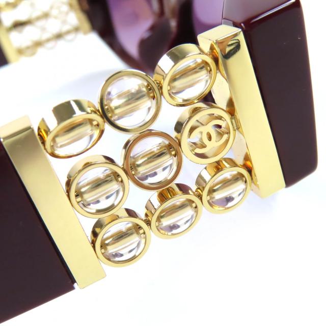 極美品△CHANEL シャネル 5544-A ココマーク オーバル シェイプ アイウェア サングラス バーガンディ ゴールド 53□17 140 デモレンズ_6