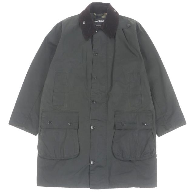 美品□Barbour バブアー 21AW MWX0008SG91 BORDER WAX JACKET 襟コーデュロイ オイルドジャケット カーキ 36 英国製 正規品　メンズ