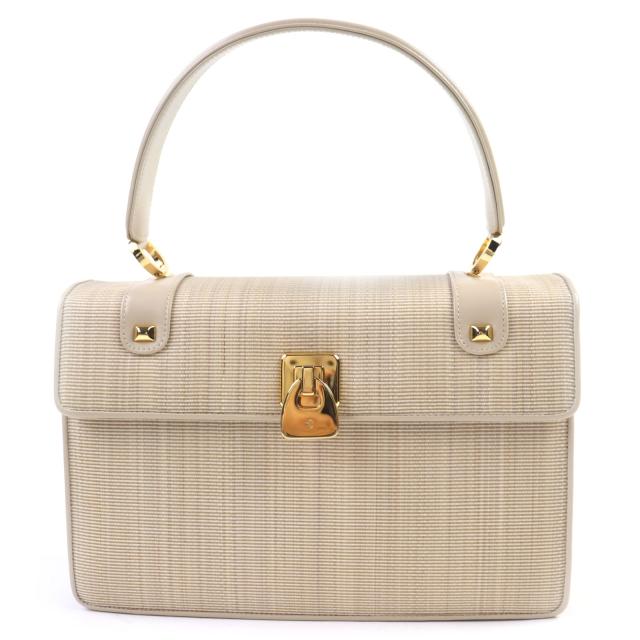 極美品◇COMTESSE コンテス ロゴ入りターンロック付 レザー使い ホースヘアー ハンドバッグ ゴールド金具 ドイツ製 レディース