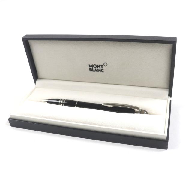 美品▼MONTBLANC モンブラン スターウォーカー レジン ホワイトスター ツイスト式 ボールペン ブラック シルバー ケース付き 筆記確認済_1