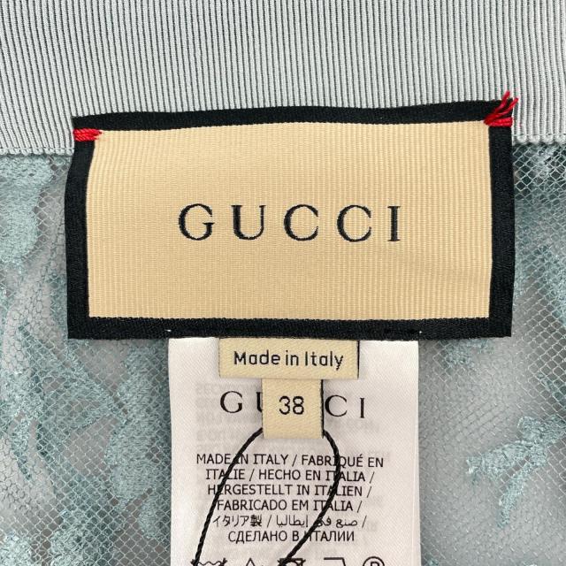 未使用品▲GUCCI グッチ 22AW 699241 フローラルレース アシンメトリー マキシスカート ロングスカート サックスブルー 38 伊製 正規品_3