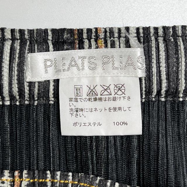 極美品▲PLEATS PLEASE プリーツプリーズ イッセイミヤケ PP01-JG594 デニム転写 タイトスカート マルチカラー 5 大き目サイズ 日本製_4