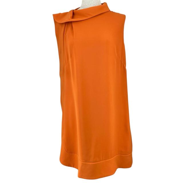未使用品▲VALENTINO ヴァレンティノ シルク100％ ノースリーブ  ワンピース ドレス オレンジ 42 ハンガー・ガーメント付き 伊製 正規品