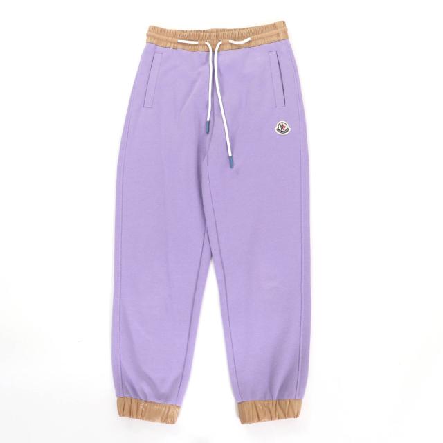 美品★MONCLER モンクレール 2021年製 SWEAT BOTTOM ロゴワッペン付 コットン スウェットパンツ パープル XS 正規品 レディース