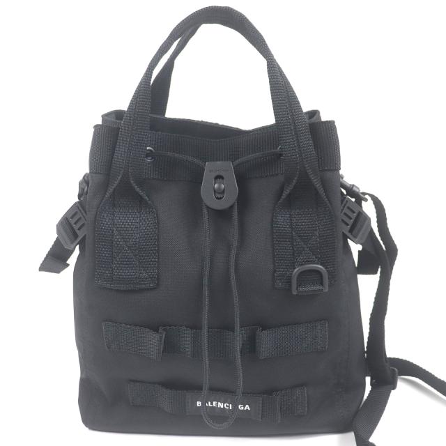 極美品□BALENCIAGA バレンシアガ 644029 ARMY アーミー リサイクルポリアミド 2WAY ハンドバッグ ショルダーバッグ ブラック 保存袋付き
