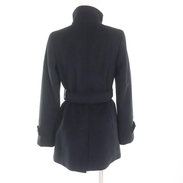 極美品★BURBERRY LONDON バーバリーロンドン FN348-931 アンゴラ混 ベルト付 裏地チェック柄 スタンドカラー コート ブラック 36 正規品_2