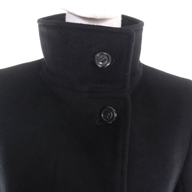 極美品★BURBERRY LONDON バーバリーロンドン FN348-931 アンゴラ混 ベルト付 裏地チェック柄 スタンドカラー コート ブラック 36 正規品_3