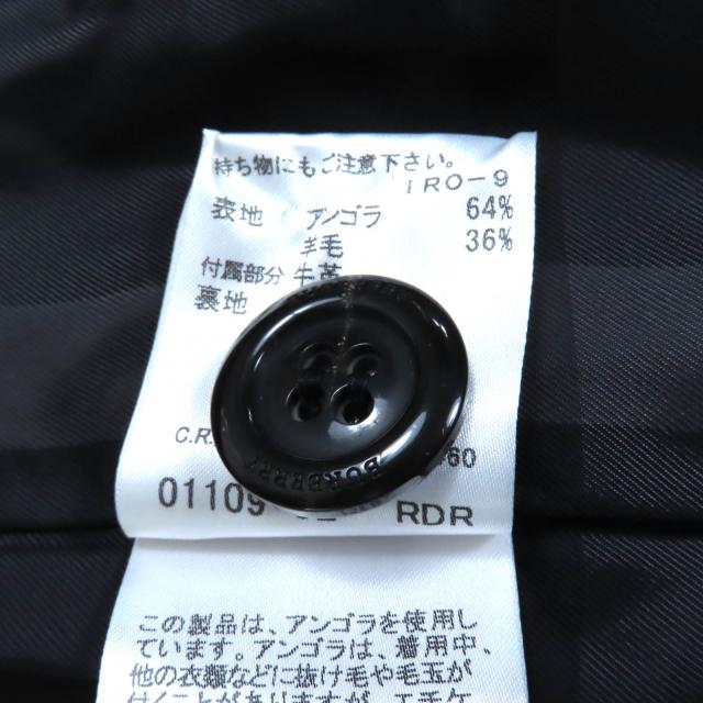 極美品★BURBERRY LONDON バーバリーロンドン FN348-931 アンゴラ混 ベルト付 裏地チェック柄 スタンドカラー コート ブラック 36 正規品_8