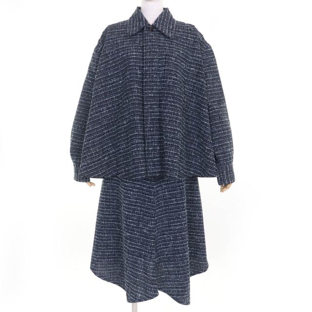 極美品☆BOTTEGAVENETA ボッテガヴェネタ 2024年製 793098 791149 ツイードジャケット・スカート セットアップ ネイビー 38 40 正規品