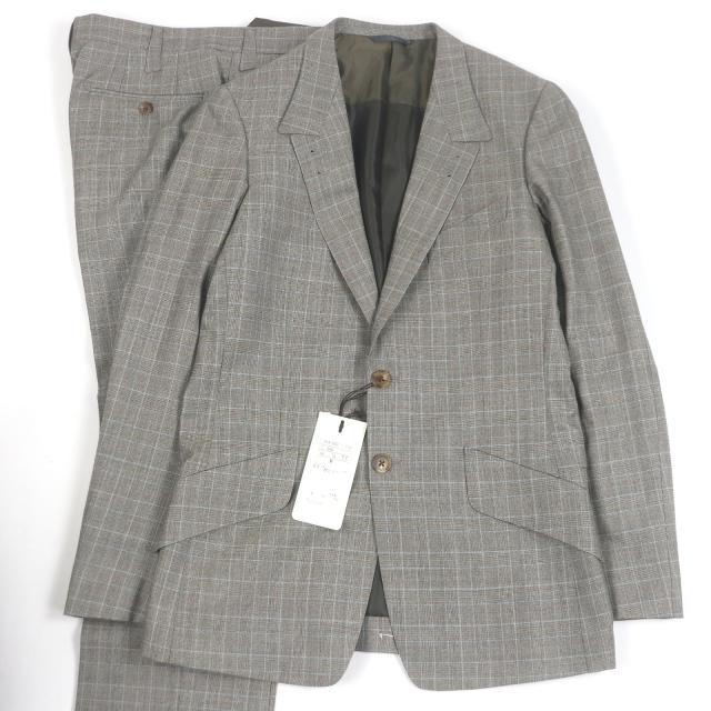 極美品□PAUL SMITH COLLECTION ポールスミスコレクション ウール100% チェック柄 シングルスーツ ブラウン系 M 日本製 正規品 メンズ