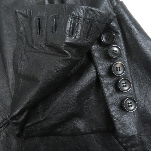 美品□GUCCI グッチ ヴィンテージ 羊革 トムフォード期 オールレザー シングル テーラードジャケット ブラック 46 イタリア製 正規品_5