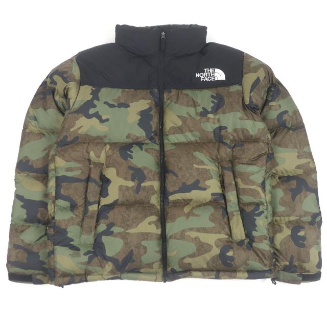 美品□THE NORTH FACE ザ・ノースフェイス ND92235 Novelty Nuptse Jacket カモフラ柄 ダウンジャケット カーキ系 L 正規品 メンズ